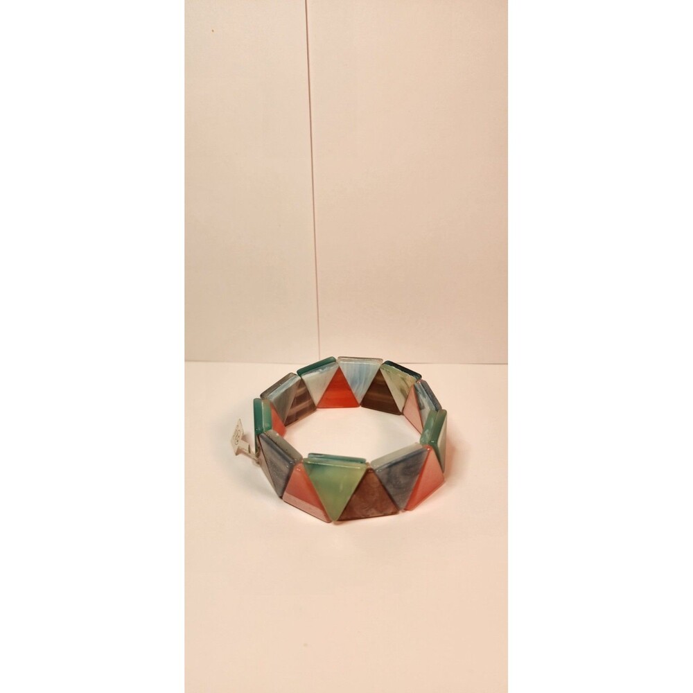 Stretch Bracelet Geometric Triangle Multicolor Faux Stones Funky